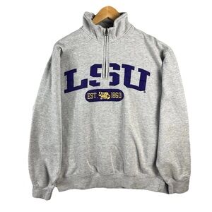 LSU Tigers Quarter Zip Sweatshirt Men’s Large Gray and Purple